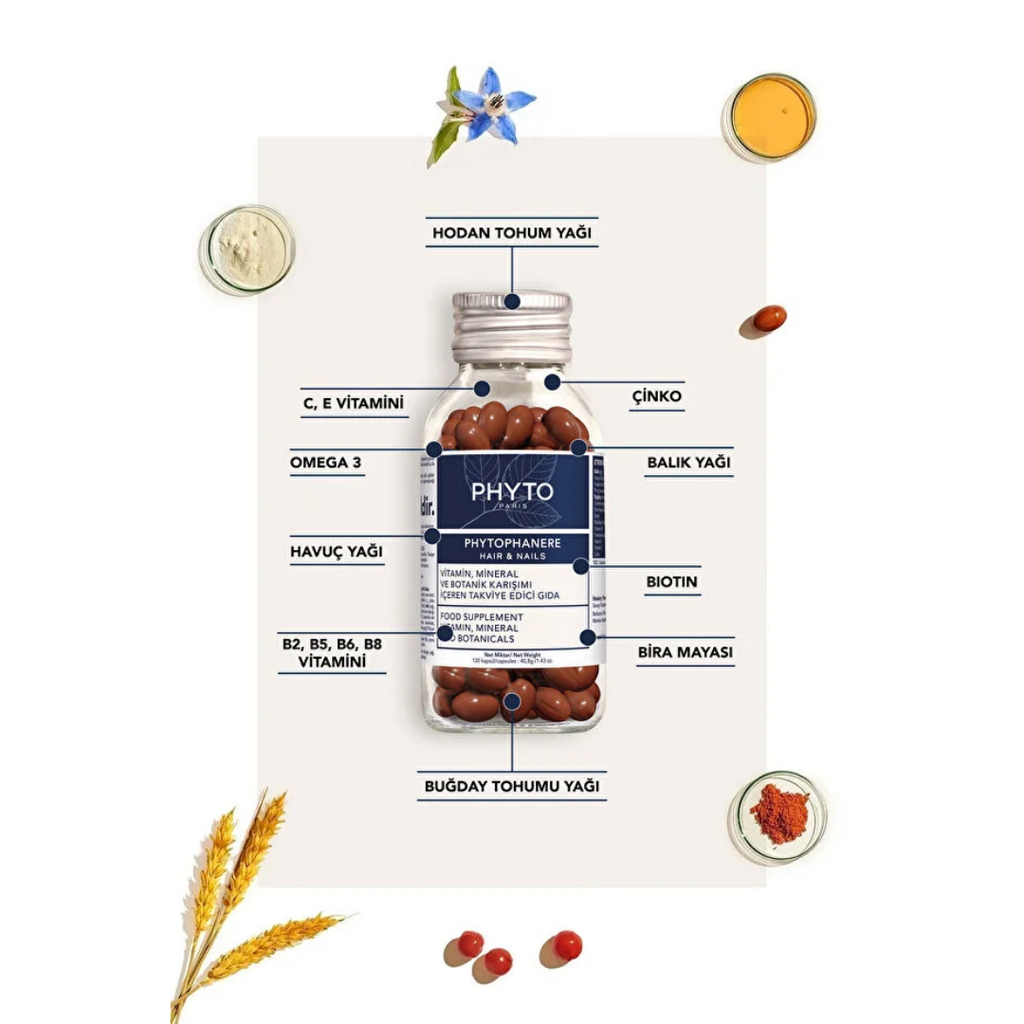 Phyto Phytophanere Dietary Supplement for Hair and Nails 2x120 Capsules