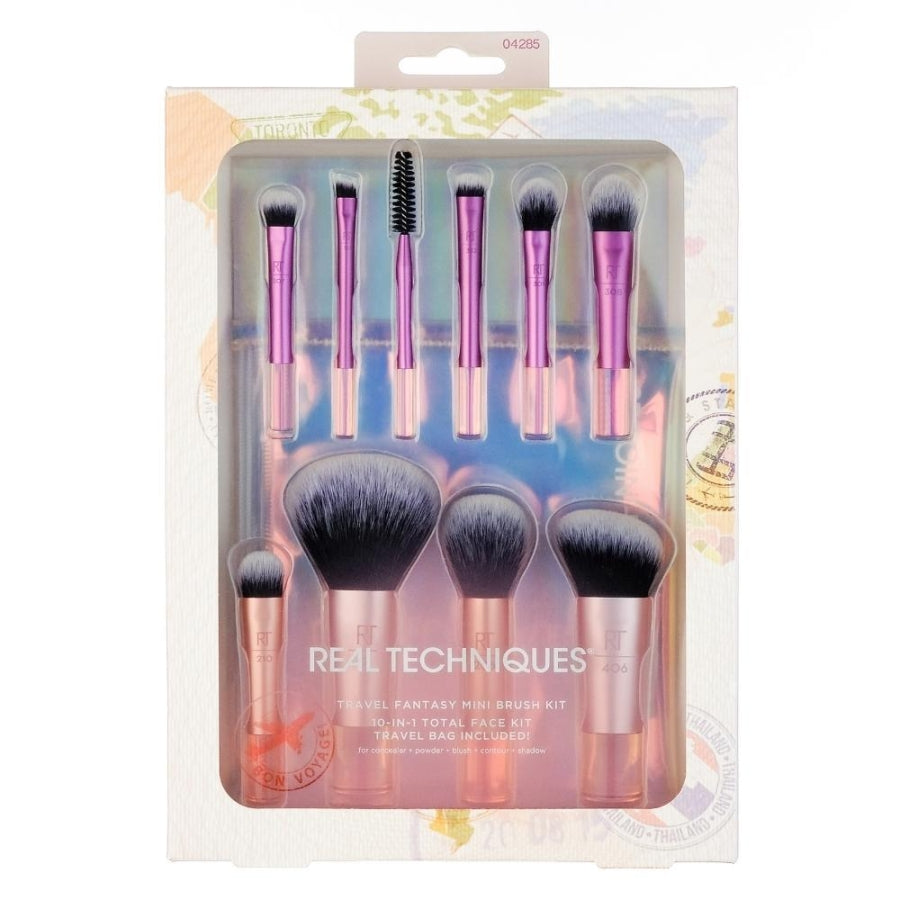 Real Techniques Mini Travel Brush Set with Makeup Bag 10 Pieces