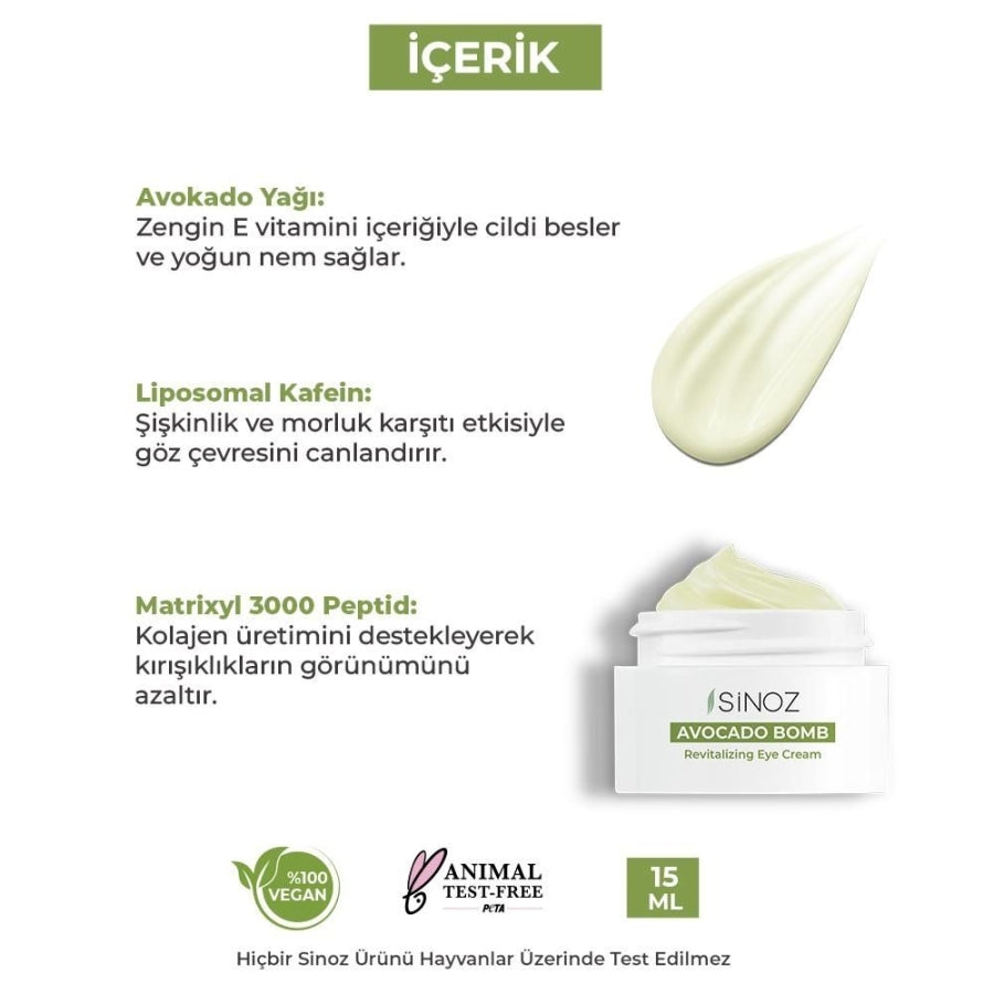 Sinoz Avocado Bomb Revitalizing Eye Cream for Fine Lines 15ml