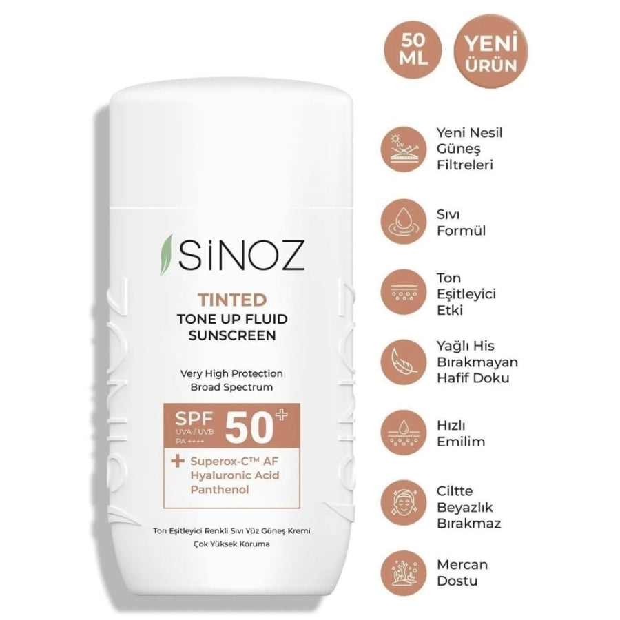 Sinoz SPF 50+ Tinted Fluid Sunscreen for Even Tone 50ml