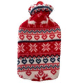 Smart Home Hot Water Bottle with Red Patterned Cover 2L