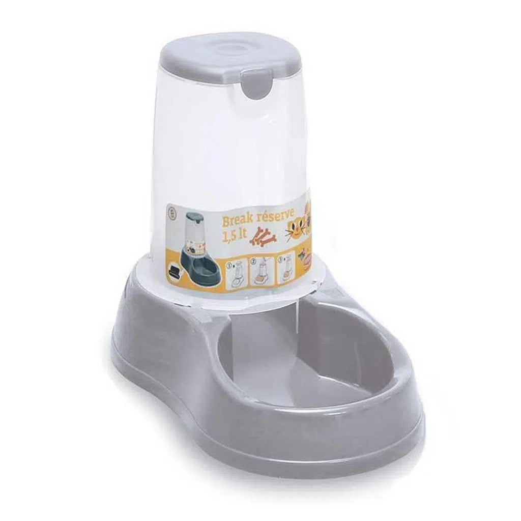 Stefan Pet Feeding Bowl 1.5 Liter Grey 28.5x18.5x22cm