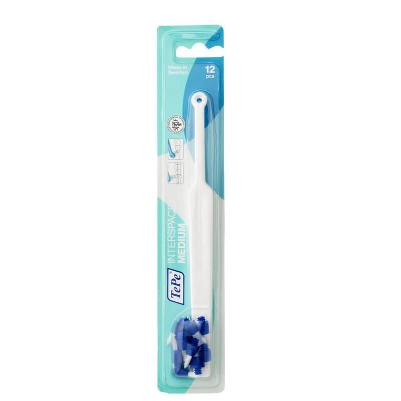 TePe Interspace Medium Angled Brush with 12 Replacement Tips