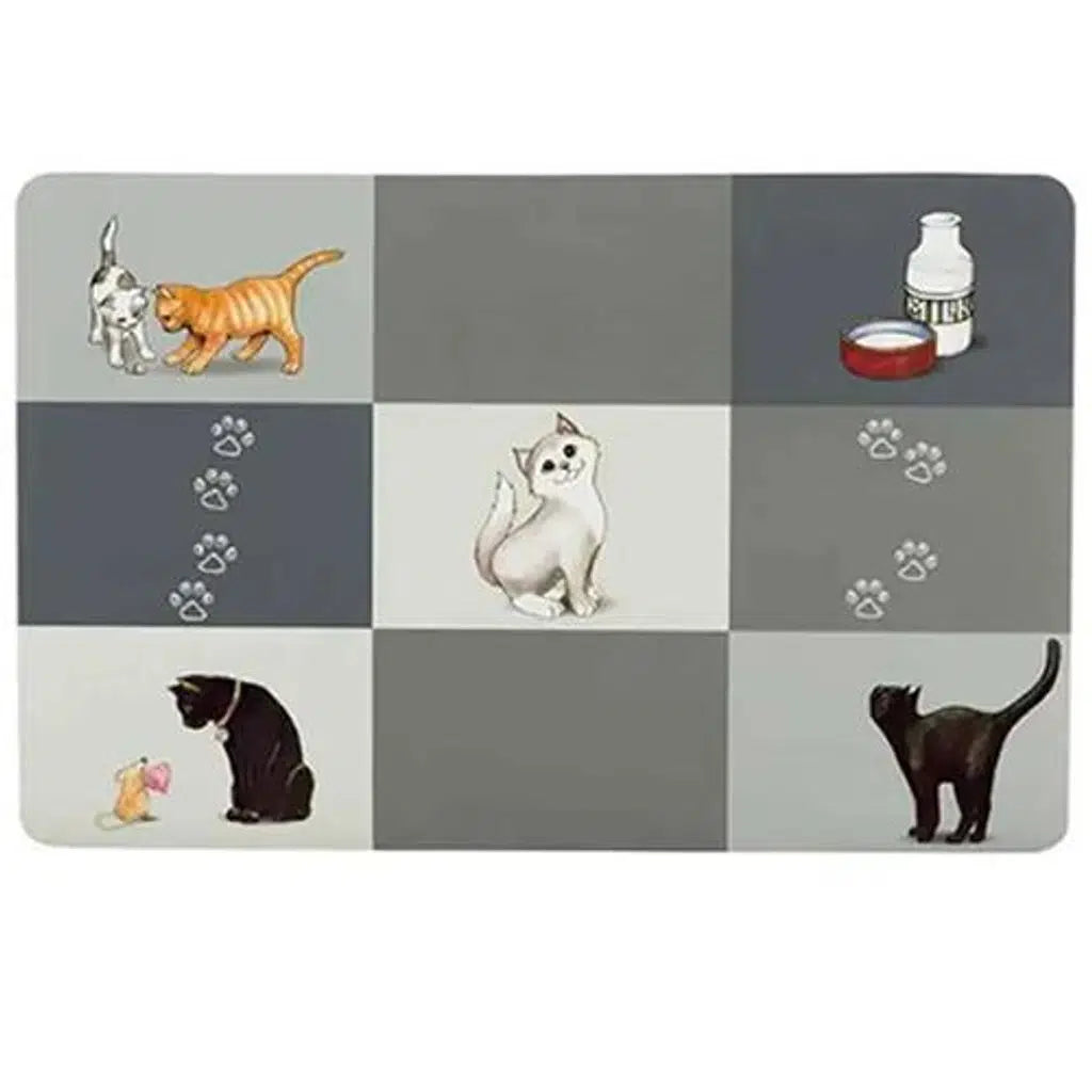 Trixie Cat Shaped Pet Food and Water Bowl Mat Grey 44x28cm