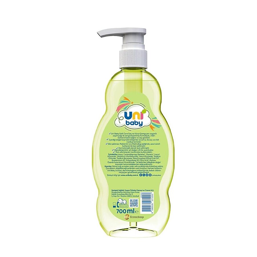 Uni Baby Soft Care Olive Oil Hair and Body Shampoo 700ml