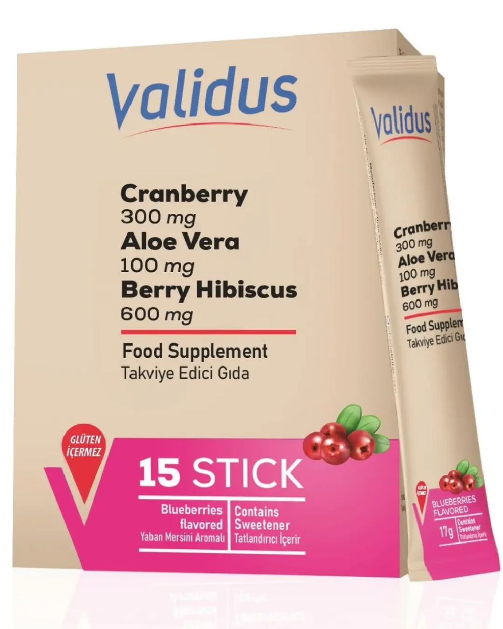 Validus Cranberry & D-Mannose Herbal Support Drink 15 Sticks