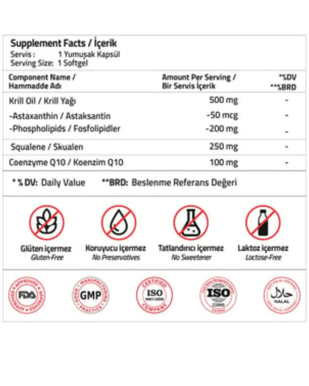 Validus Krill Oil 500mg & Squalene 250mg Dietary Supplement 30 Softgels