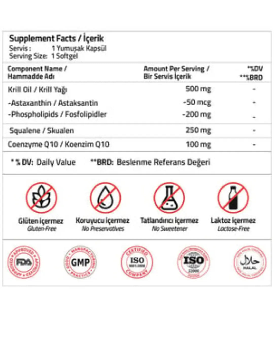 Validus Krill Oil 500mg & Squalene 250mg Dietary Supplement 30 Softgels