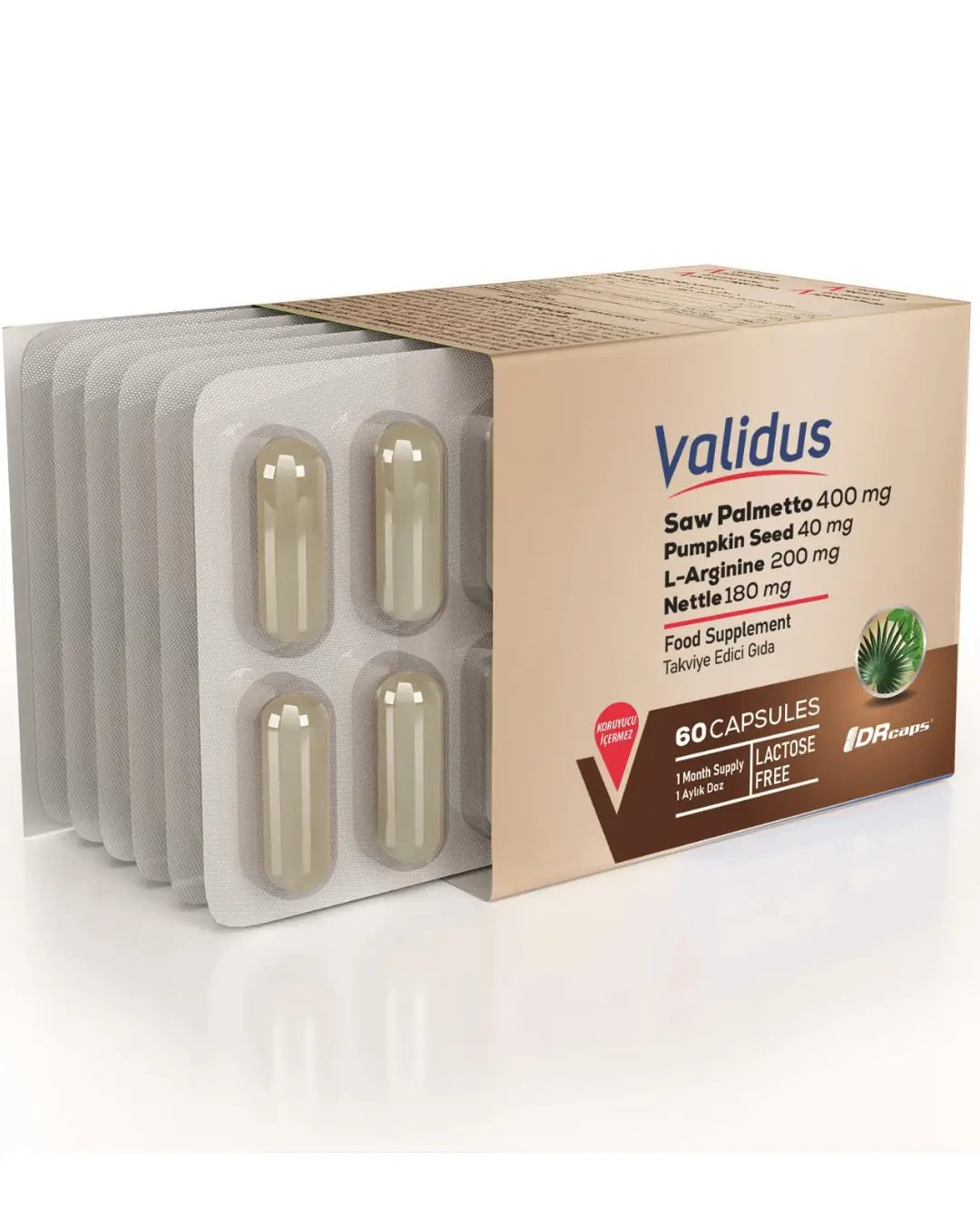 Validus Saw Palmetto 400 mg & L-Arginine Complex 60 Capsules