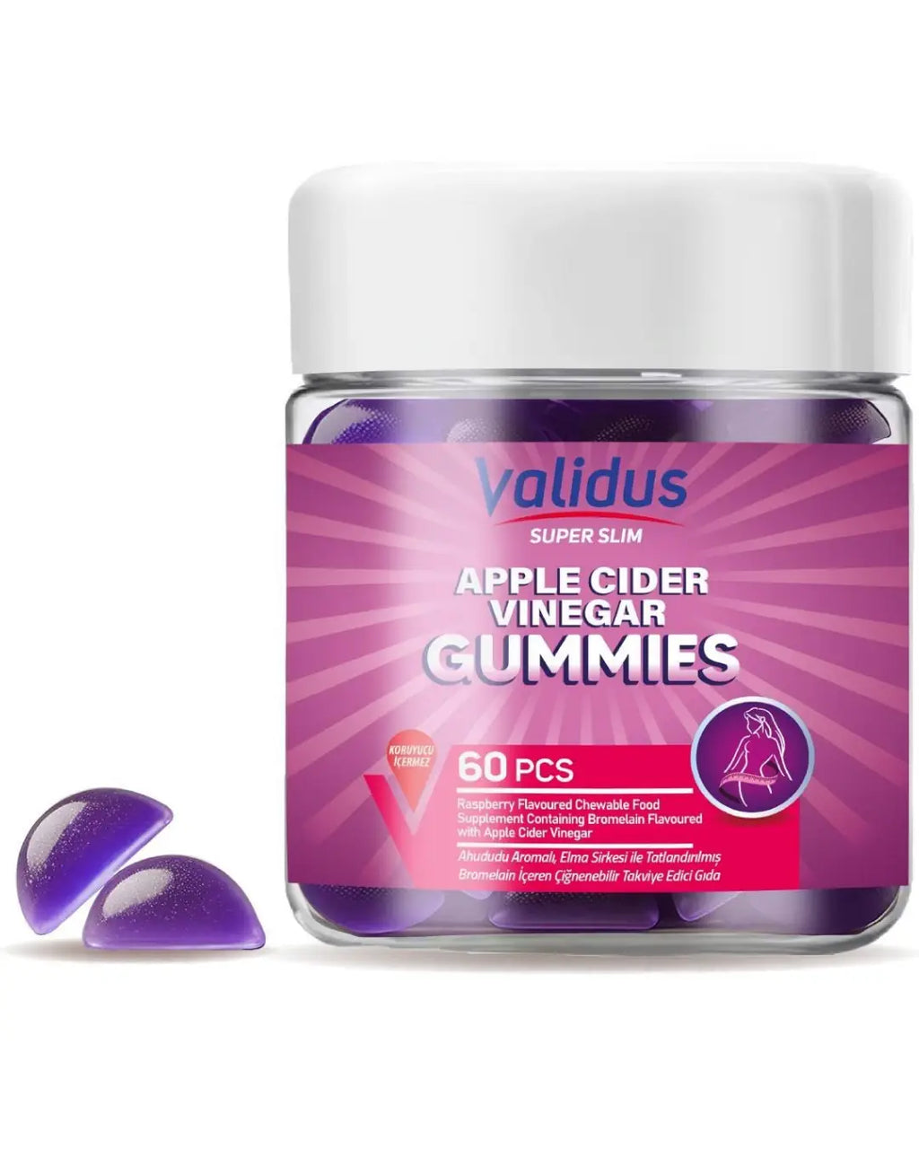 Validus Super Slim Apple Cider Vinegar & Bromelain Gummies 60 Count