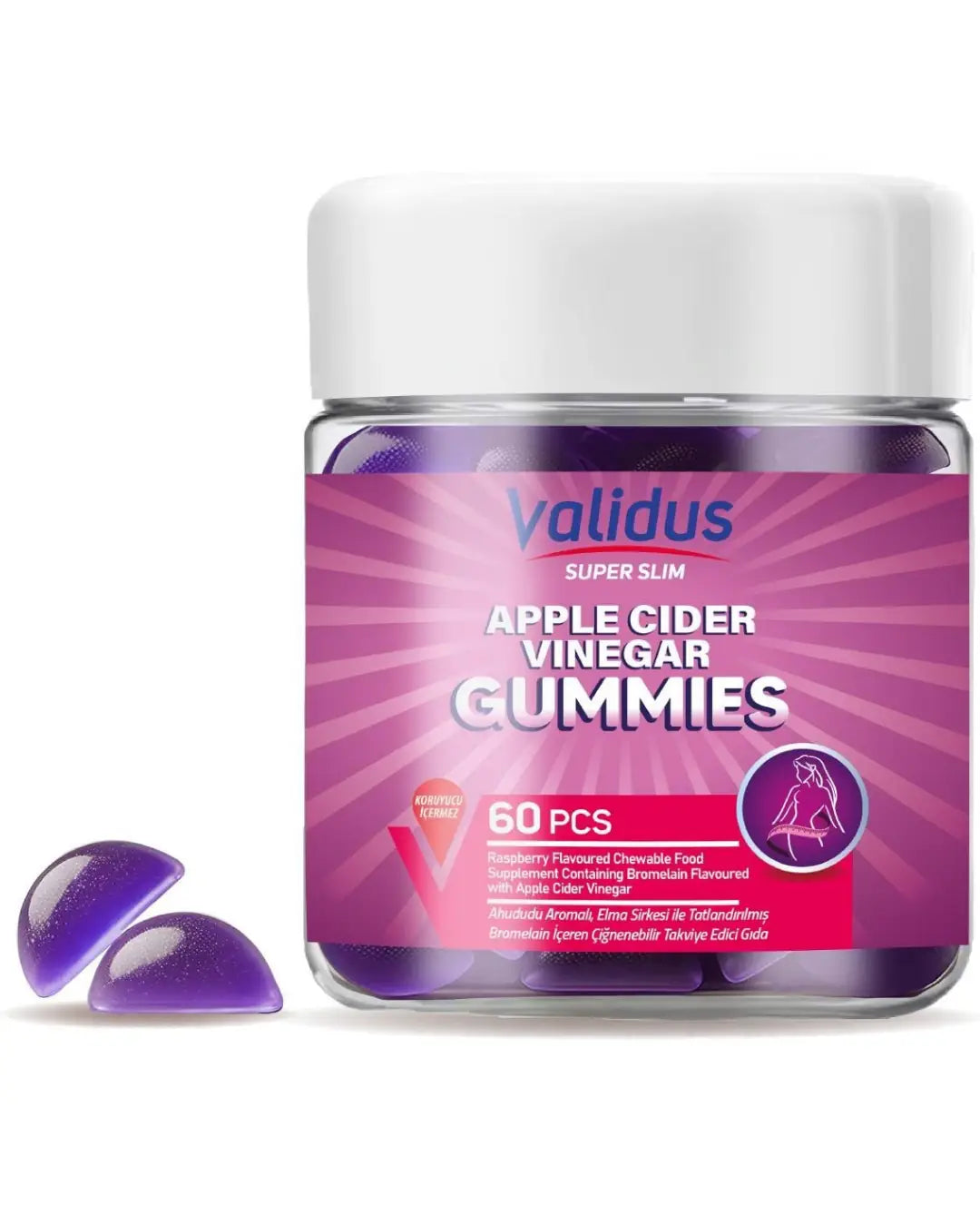 Validus Super Slim Apple Cider Vinegar & Bromelain Gummies 60 Count
