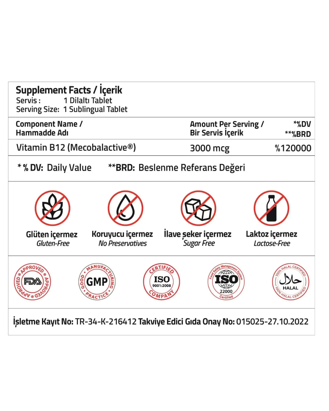 Validus Vitamin B12 3000 mcg Sublingual Support 30 Tablets