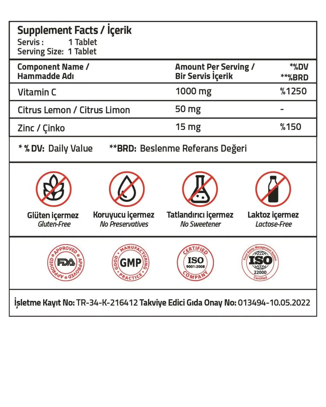 Validus Vitamin C 1000 mg with Citrus and Zinc 90 Tablets