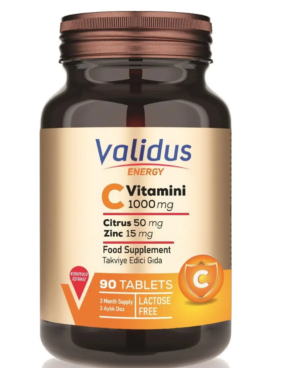 Validus Vitamin C 1000 mg with Citrus and Zinc 90 Tablets