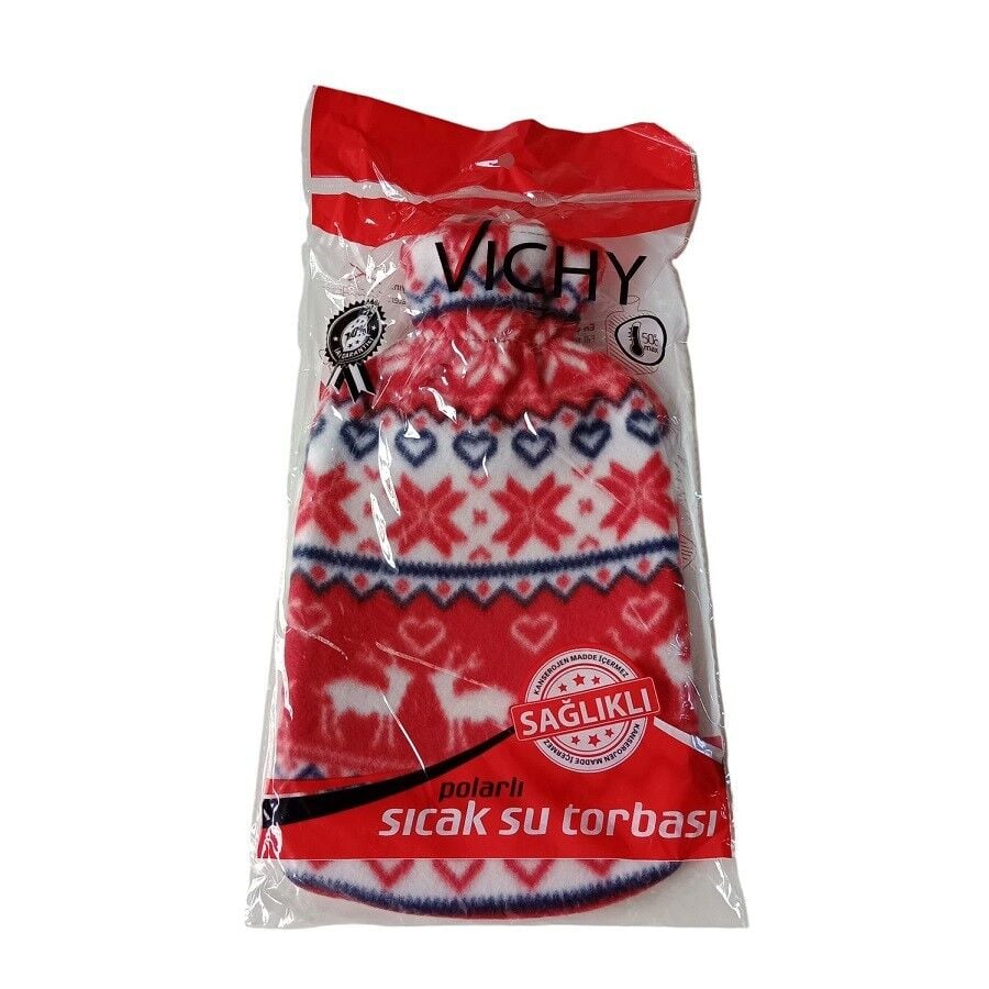 Vichy Hot Water Bottle with Patterned Cover 2L