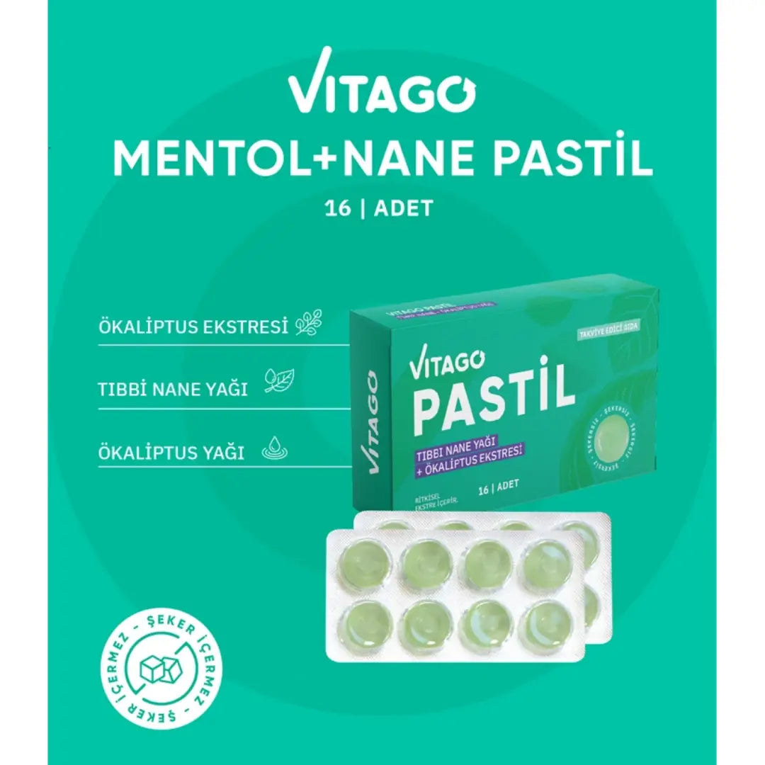 Vitago Peppermint and Eucalyptus Oil Lozenges 16 Count