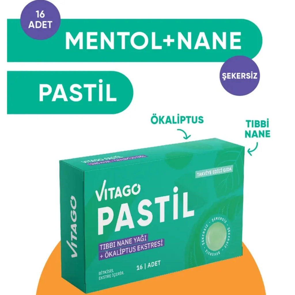 Vitago Peppermint and Eucalyptus Oil Lozenges 16 Count