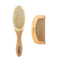Vose Soft Goat Hair Baby Hair Brush & Wooden Comb Set 2 Pieces