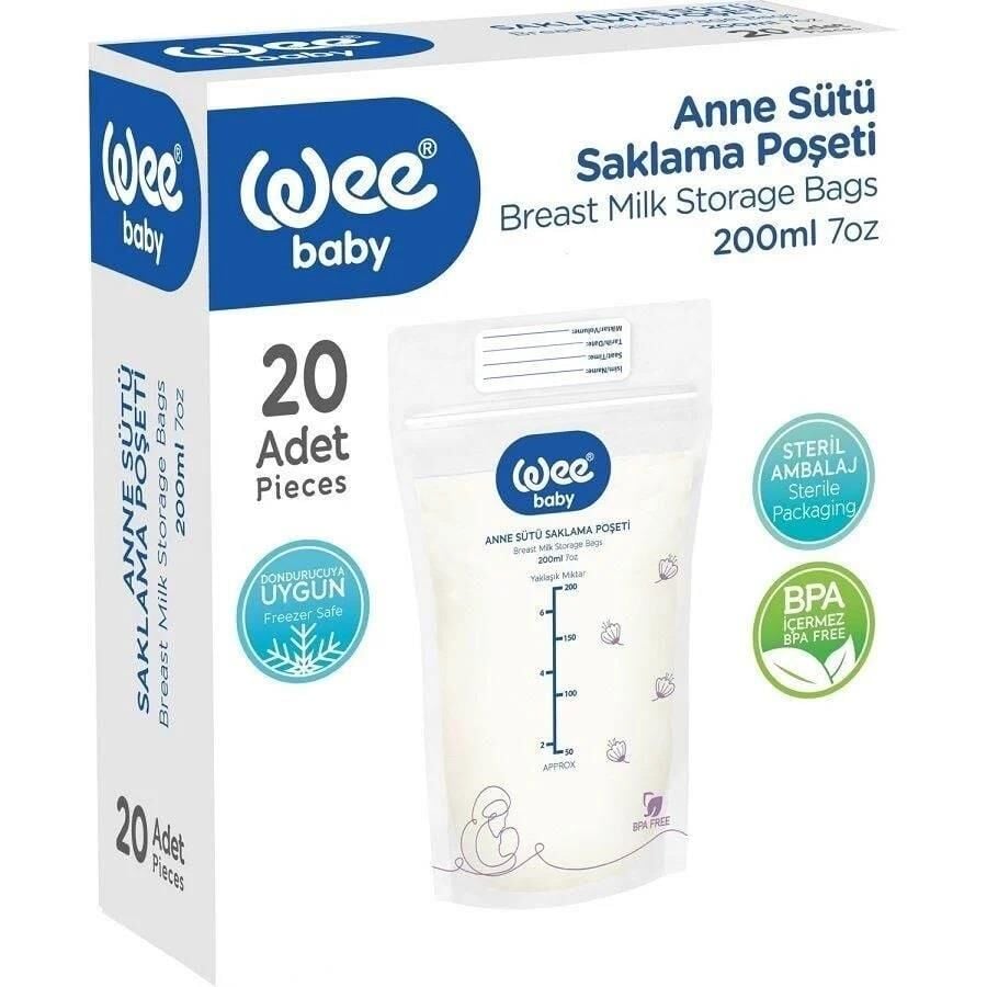 Wee Baby Breast Milk Storage Bags Leak-Proof Design 20 Count