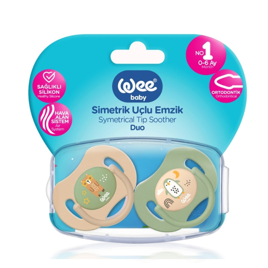 Wee Baby Duo Symmetrical Silicone Pacifier 0-6 Months 2-Pack