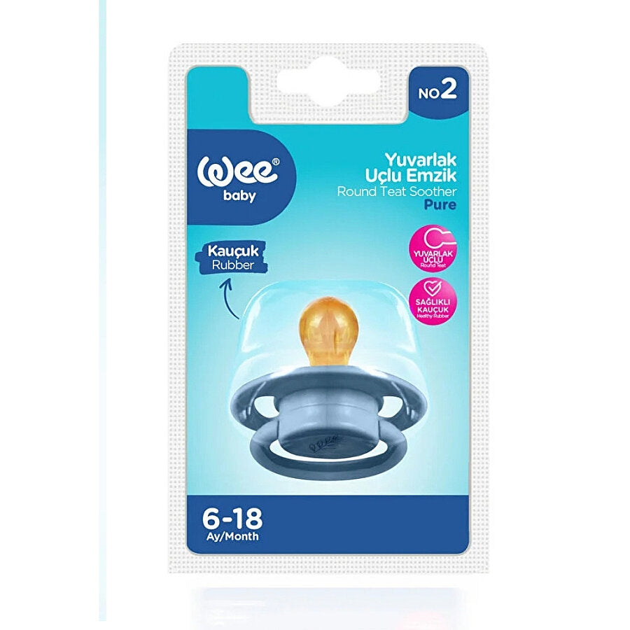 Wee Baby Pure Round Tip Rubber Pacifier No.2 Cream 6-18m