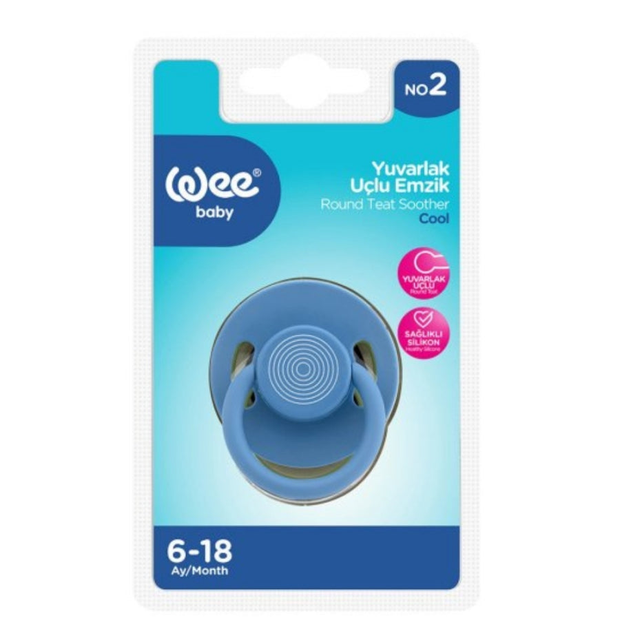 Wee Baby Round Tip Pacifier for Soothing Comfort Blue Size 2