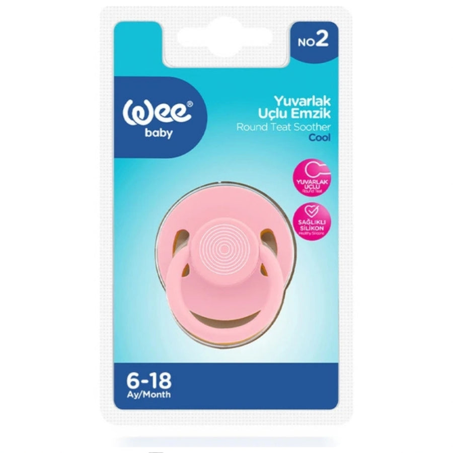 Wee Baby Round Tip Pacifier for Comfort 6-18 Months Size 2 Pink