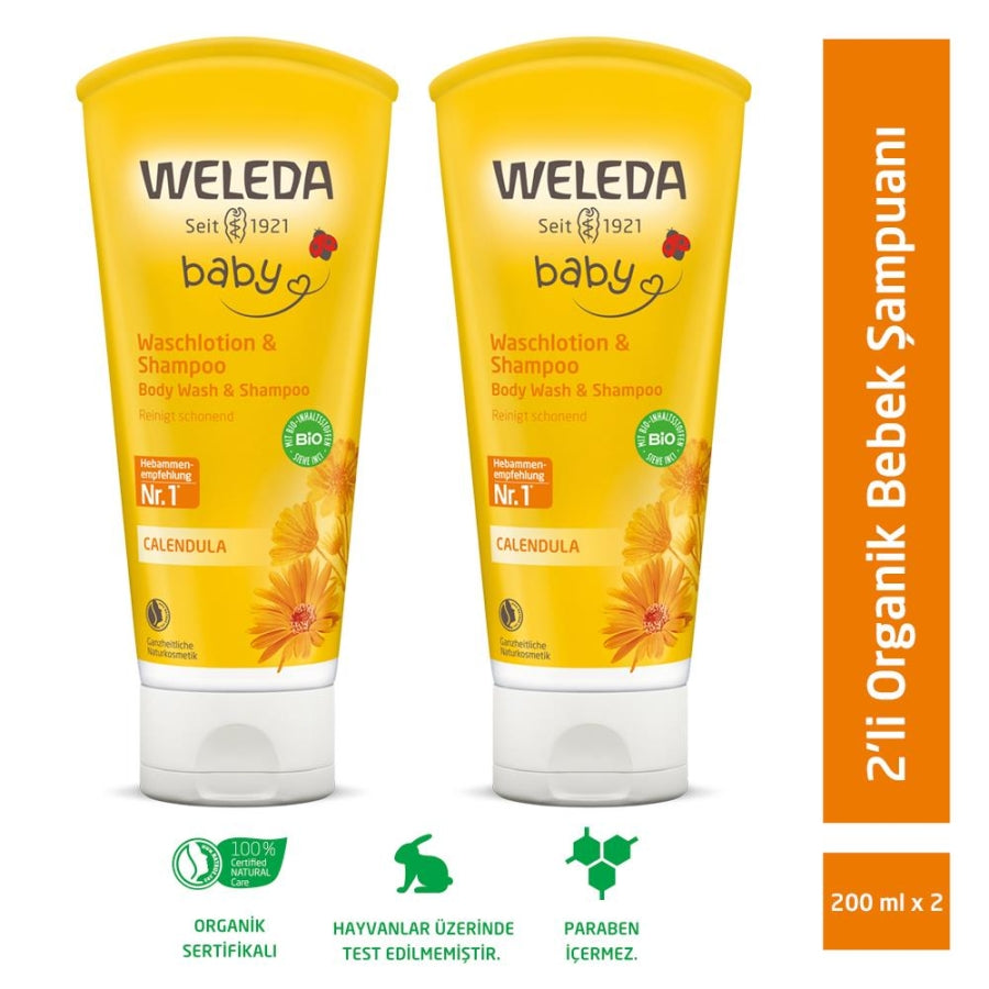 Weleda Baby Calendula Shampoo and Body Wash Twin Pack 2 x 200ml