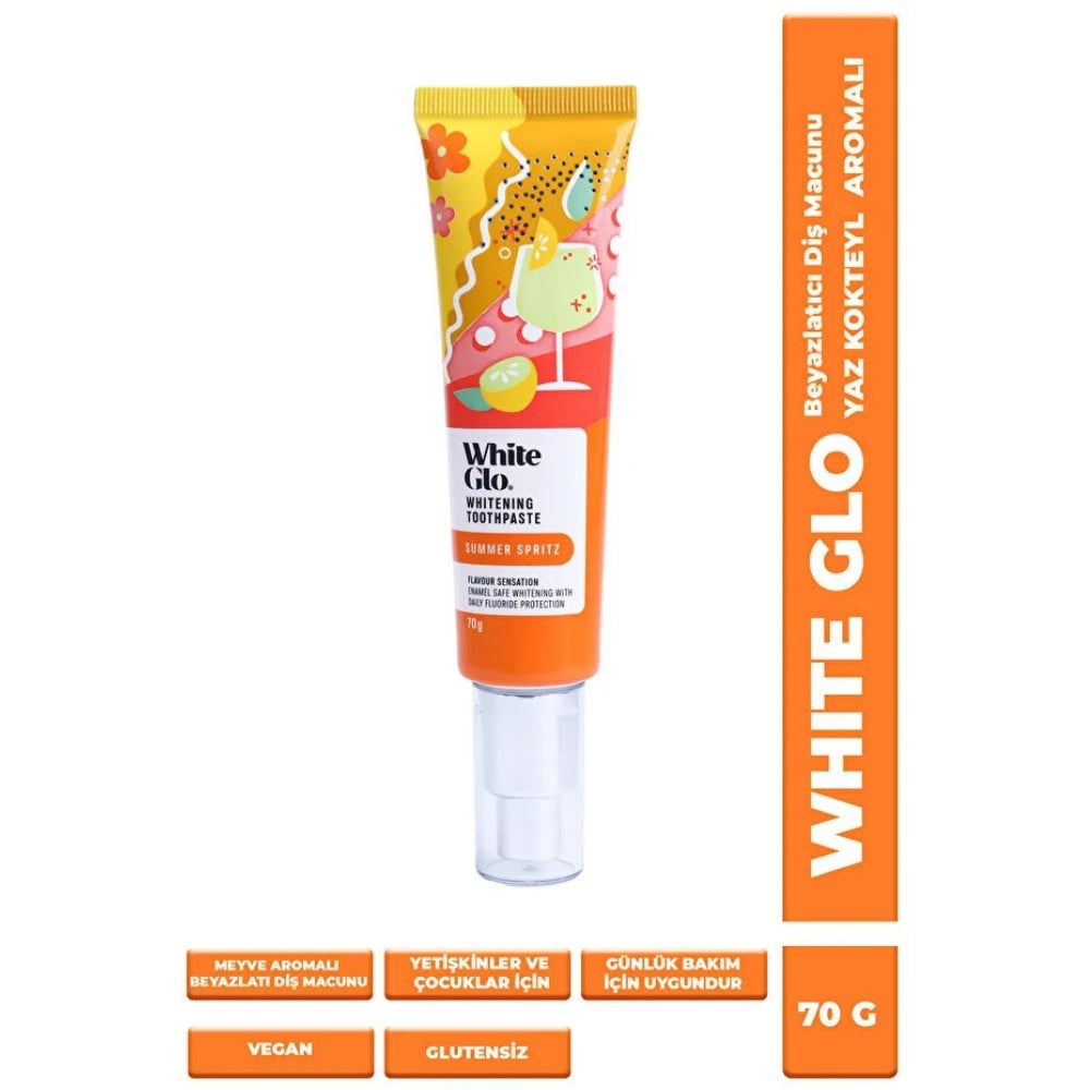 White Glo Vegan Gluten-Free Toothpaste Summer Cocktail Flavor 70g