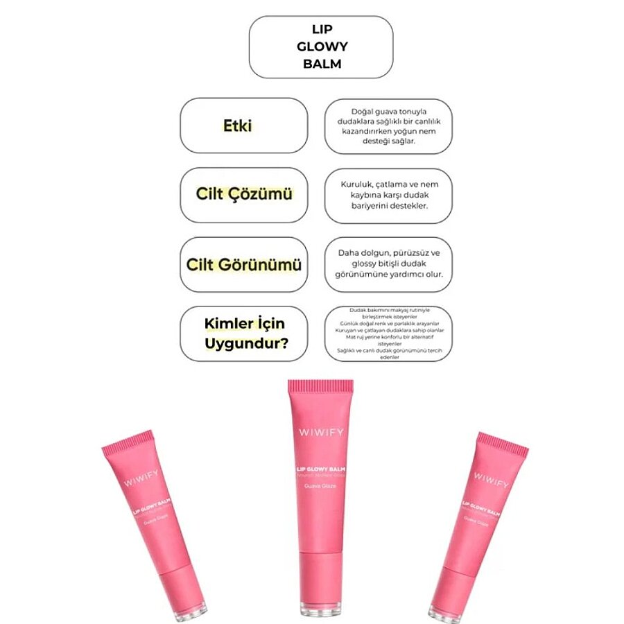 Wiwify Guava Glaze Lip Glowy Balm Hydrating Tinted Gloss 13 ml