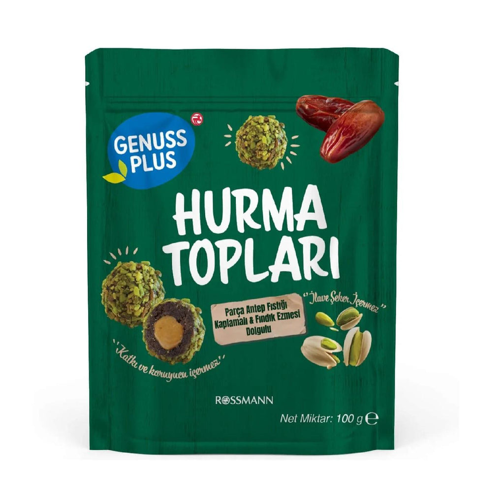 Genuss Plus Pistachio Covered Date Balls with Hazelnut 100g