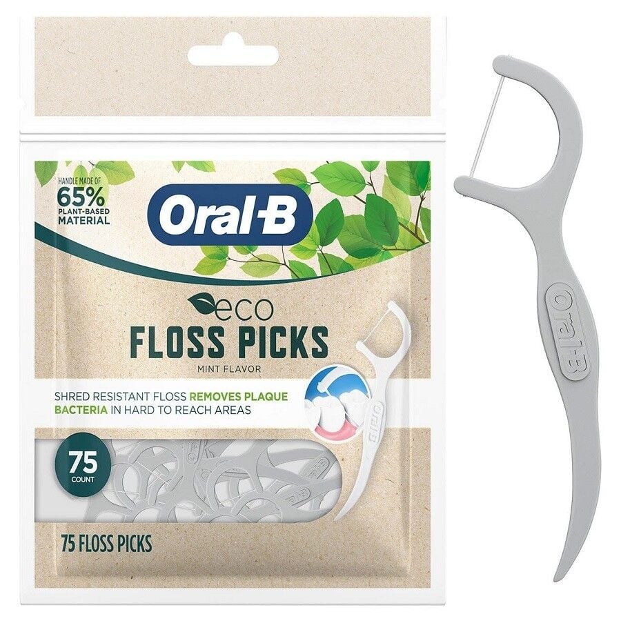 Oral-B Eco Sustainable Dental Floss Picks Mint 75 Count