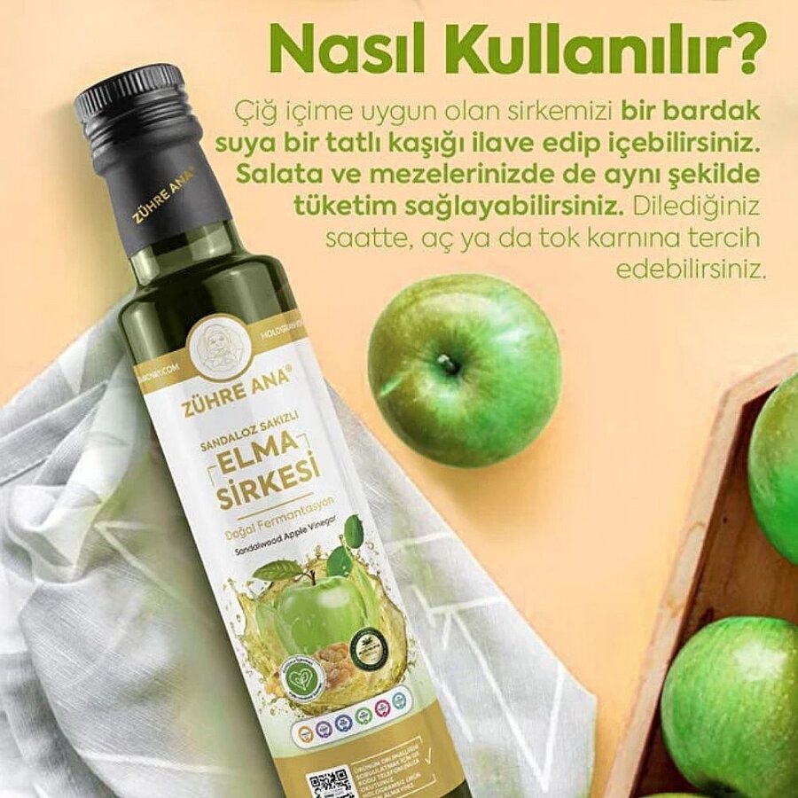 Zuhre Ana Sandaloz Gum Apple Cider Vinegar Natural Ferment 500ml